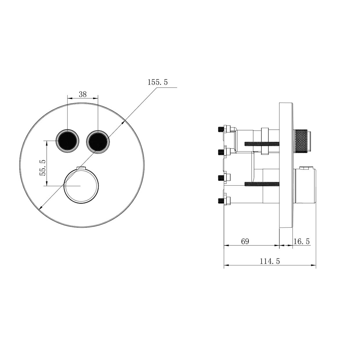 Душевой комплект Inspire VSFW-3I22MT3RGM встраиваемый, термостат, двухрежимный, вороненая сталь - Gidratop.ru изображение