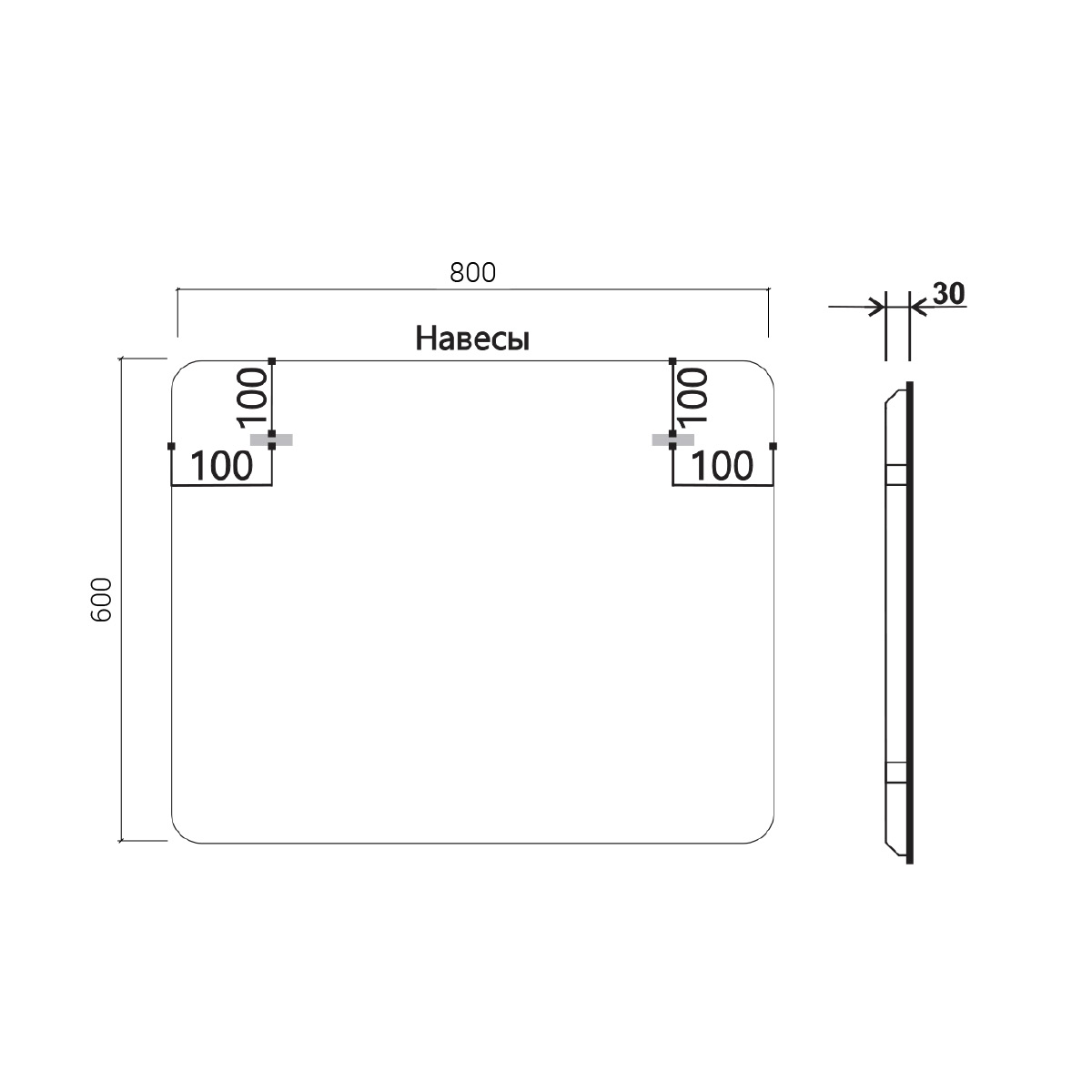 Зеркало LED VLM-3MA800 800х600 c сенсорным выключателем и диммером - Gidratop.ru изображение