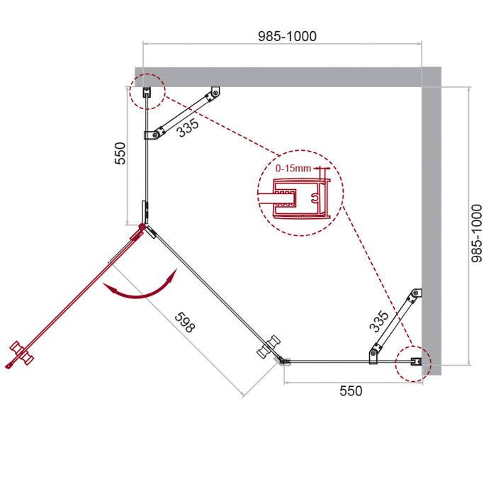 Душевой уголок BelBagno KRAFT-P-1-100-C-Cr-L - Gidratop.ru изображение