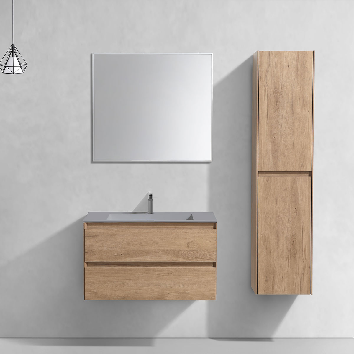 База под раковину Luka 800 подвесная, 2 выкатных ящика soft-close, N.Oak - Gidratop.ru изображение