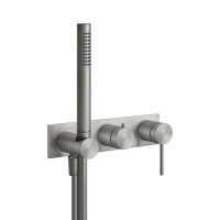GESSI 316 встраиваемый смеситель для ванны, автомат переключатель ванна-душ, держатель неподвижный (внешняя часть), цвет: steel brushed - Gidratop.ru изображение