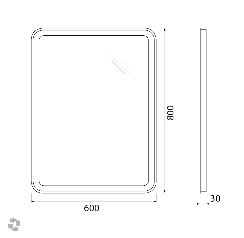 Зеркало с встроенным светильником и кнопочным выключателем SPC-MAR-600-800-LED-BTN, 12W, 220-240V, 600x30x800 - Gidratop.ru изображение