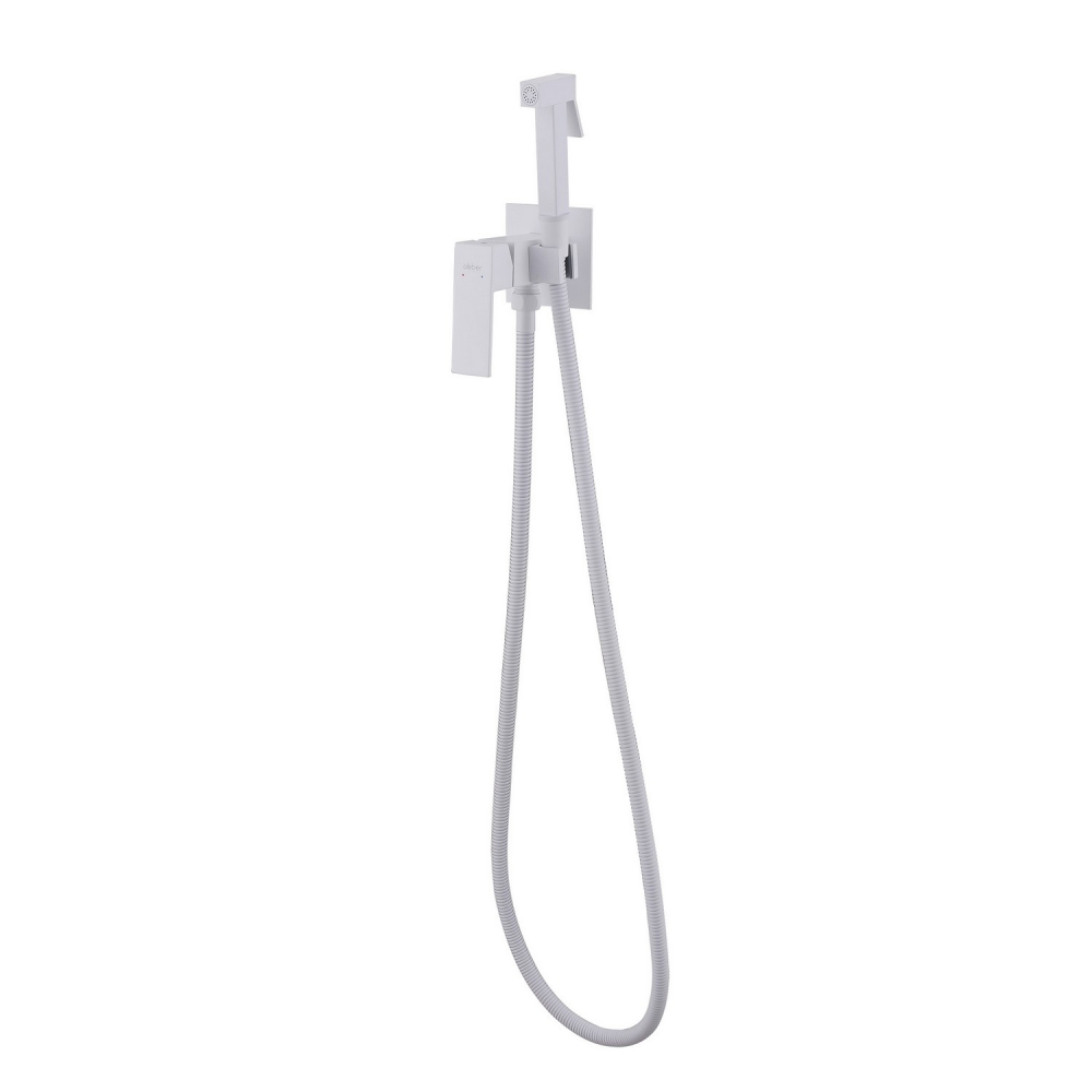 Смеситель ABBER Daheim AF8226W с гигиеническим душем,белый матовый - Gidratop.ru изображение