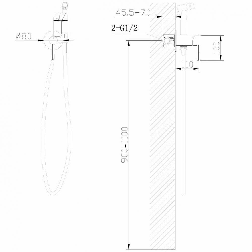 Смеситель ABBER Wasser Kreis AF8125G с гигиеническим душем, золото матовое - Gidratop.ru изображение