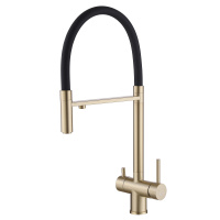Смеситель ABBER Wasser Kreis AF81141G для кухни с подключением фильтра и выдвижной лейкой, золото матовое - Gidratop.ru изображение