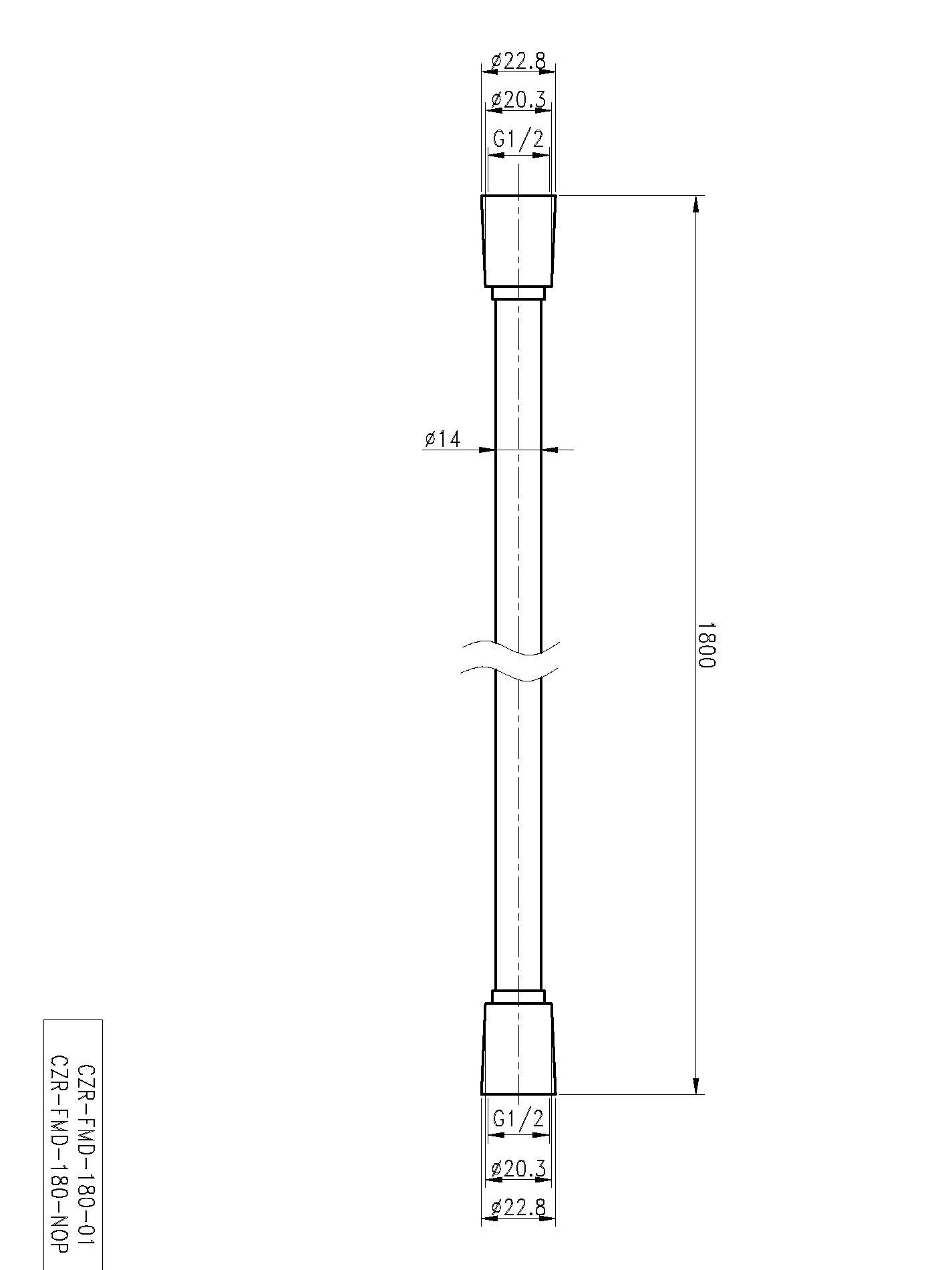 CZR-FMD-180-01 Гибкий шланг PVC, длина 1,8 м, хром - Gidratop.ru изображение