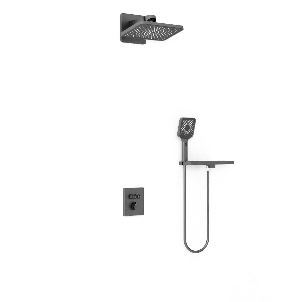 Душевой комплект Inspire VSFW-3I21MT4RGM встраиваемый, термостат, двухрежимный, вороненая сталь - Gidratop.ru изображение