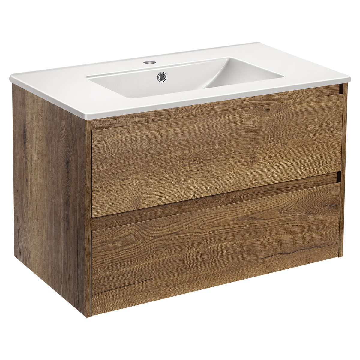 База под раковину Gio 800 подвесная, 2 выкатных ящика soft-close, T.Oak - Gidratop.ru изображение