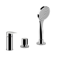 Gessi Emporio Via manzoni смеситель для ванны на 3 отверстия наполнение через слив-перелив, лейка, цвет: Chrome - Gidratop.ru изображение