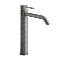 GESSI 316 смеситель для раковины на 1 отверстие, высокий h=305мм, без донног клапана, излив 156мм, цвет: steel brushed