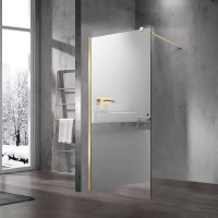 Душевая перегородка Walk-In VSW-1H100MRG, 1000*2000, матовый золотой, стекло зеркальное - Gidratop.ru изображение