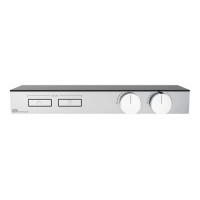 Gessi Hi-Fi термостат для душа, с вкл. до 2 источников одновременно (внешняя часть), с полкой из черного мат. стекла, цвет: хром - Gidratop.ru изображение