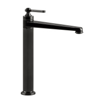 GESSI VENTI20 смеситель для раковины на 1 отверстие, однорычажный, высокий, в комплекте с донным клапаном, цвет Black Metal PVD - Gidratop.ru изображение