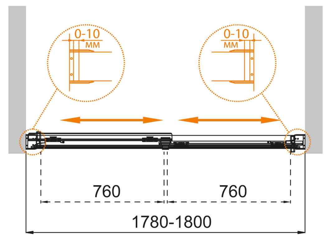 Душевая шторка на ванну CEZARES TANDEM-SOFT-VF-2-180/145-C-Cr-IV - Gidratop.ru изображение
