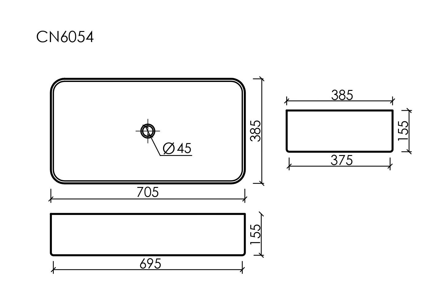 Умывальник чаша накладная прямоугольная Element 705x380x150мм - Gidratop.ru изображение