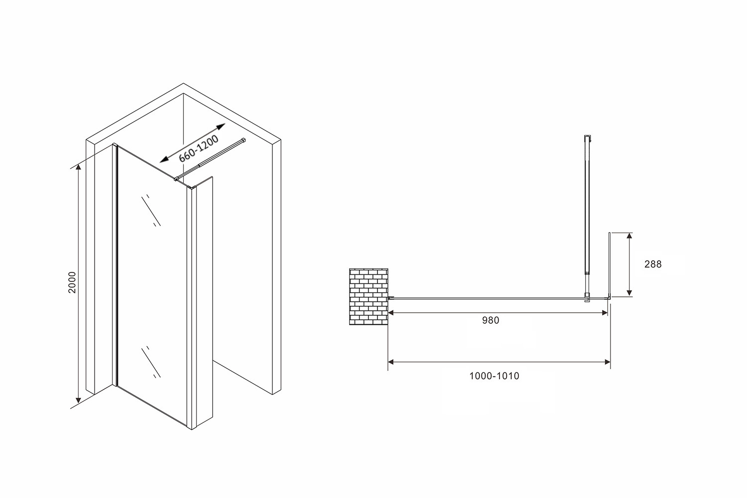 Душевая перегородка ABBER Immer Offen AG66100B - Gidratop.ru изображение