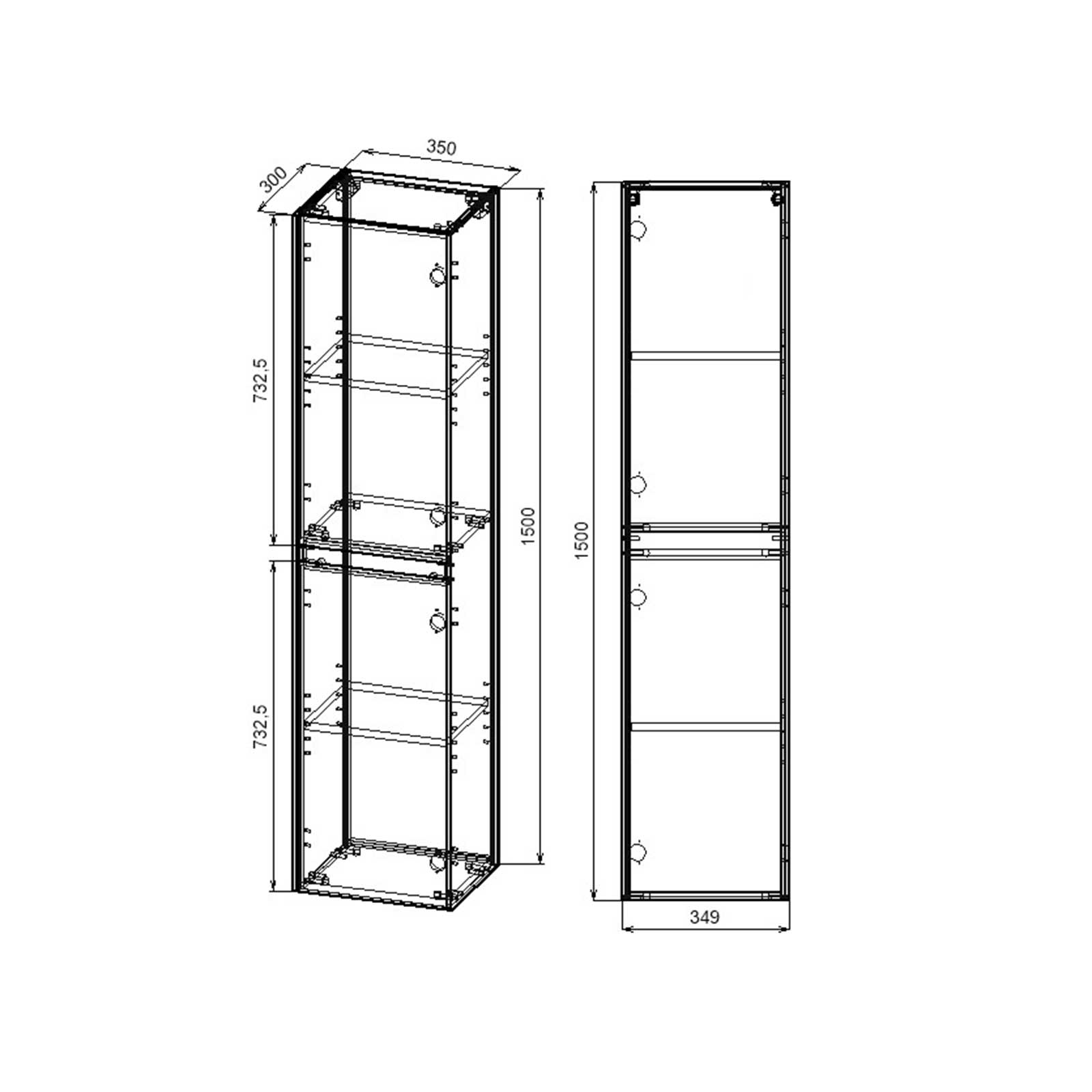Шкаф Chiara/Luka VSC-2CL150GS подвесной, 1500*350*300, G.Stone - Gidratop.ru изображение
