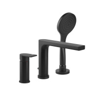Gessi Emporio Via manzoni смеситель для ванны на 3 отверстия с переключателем, изливом и шлангом 1,50м, цвет: Black XL - Gidratop.ru изображение