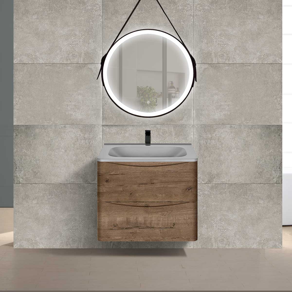 База под раковину Paola 600 подвесная, 2 выкатных ящика soft close, V.Oak - Gidratop.ru изображение
