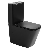 Унитаз ABBER Rechteck AC1210TMB компакт черный матовый, безободковый, смыв торнадо - Gidratop.ru изображение