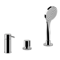 Gessi Emporio Via tortona смеситель для ванны на 3 отверстия наполнение через слив-перелив, лейка, цвет: Chrome - Gidratop.ru изображение