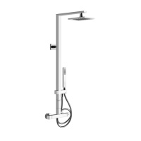 Gessi Rettangolo термостатический смеситель с верхним душем, авт.переключателем ванна/душ, лейкой и шлангом 1,5м, высота 1060мм, цвет: хром - Gidratop.ru изображение