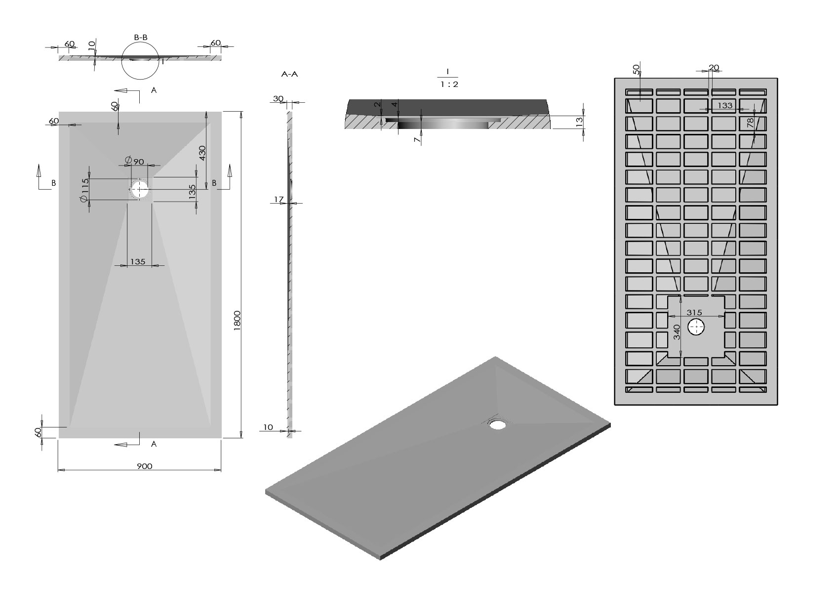 Поддон для душа из искусственного камня VST-4SR9018W, 1800*900*30, белый матовый - Gidratop.ru изображение