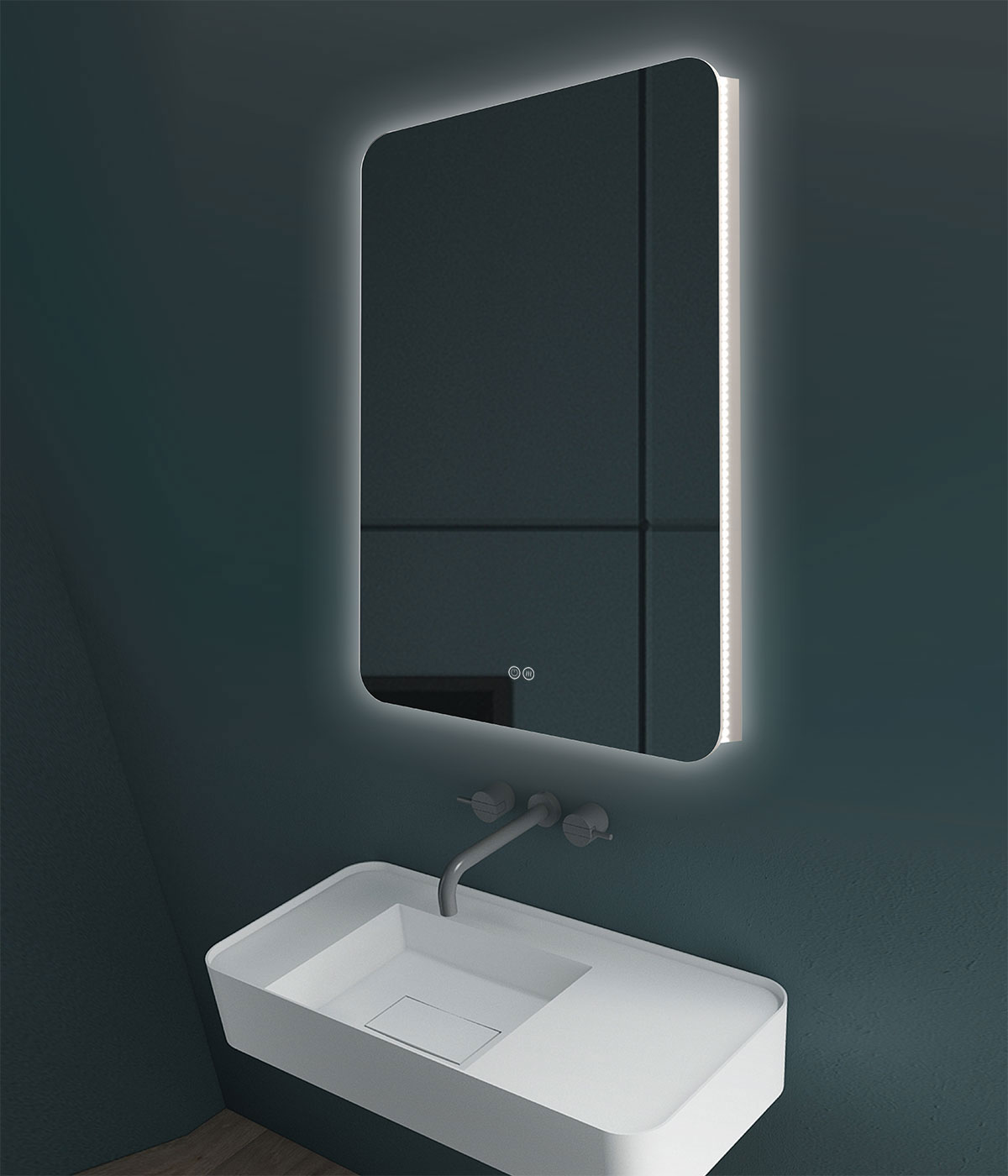 Зеркало LED VLM-3BE700-2 700х800 c сенсорным выключателем и диммером, антизапотевание - Gidratop.ru изображение