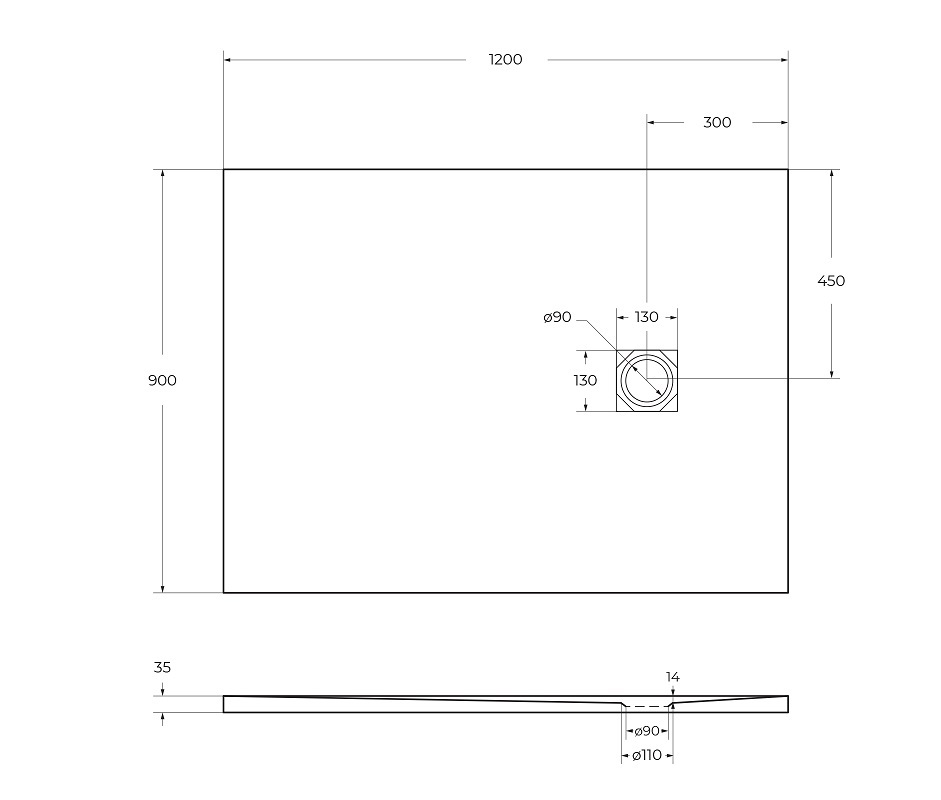 Душевой поддон из искусственного мрамора в комплекте с сифоном BelBagno UNO TRAY-MR-UNO-AH-120/90-35-W-BO - Gidratop.ru изображение