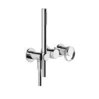 Gessi Anello встраиваемый однорычажный смеситель на 2 выхода с перекл., ручным душем с держателем и выводом воды (внешние части), цвет: хром - Gidratop.ru изображение