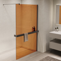 Душевая перегородка Walk-In VSW-1HR100GSGM, 1000*2000, вороненая сталь, стекло янтарь - Gidratop.ru изображение