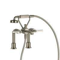GESSI VENTI20 смеситель для установки на борт ванны на 2 отверстия, двухвентильный, с ручным душем и шлангом 1500 мм., цвет Finox Brushed Nickel - Gidratop.ru изображение