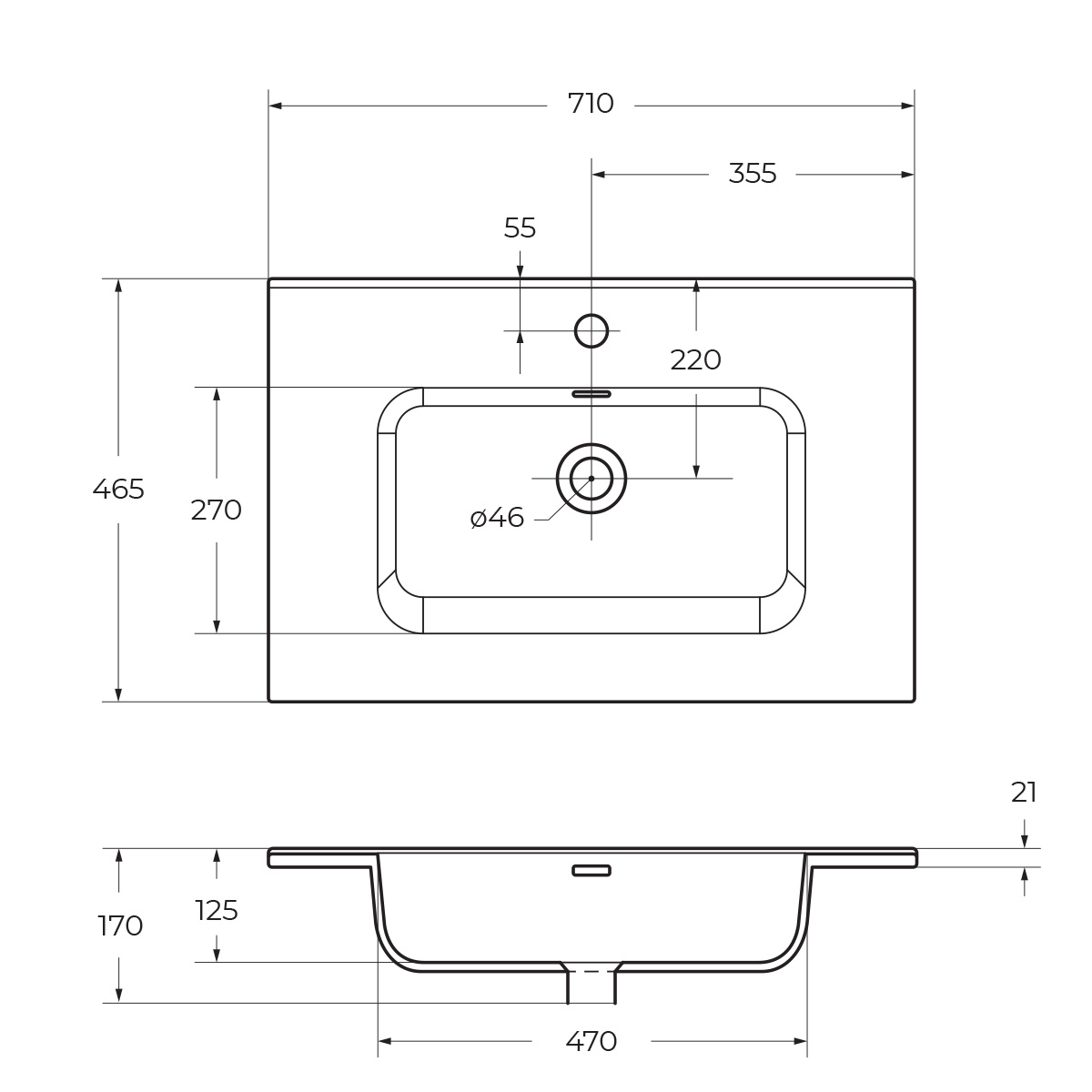 Керамическая раковина BB700ETL, 710x460x170 - Gidratop.ru изображение