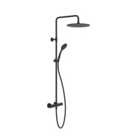 Gessi Emporio shower настенный смеситель-термостат, душевая головка, переключатель, штанга, шланг, душ, цвет: Black XL - Gidratop.ru изображение