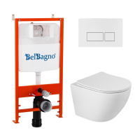 Комплект 3 в 1 Унитаз подвесной с сиденьем BelBagno SFERA-R BB046CHR/SC + Система инсталляции 2 в 1 BelBagno BB026/BB042BL - Gidratop.ru изображение