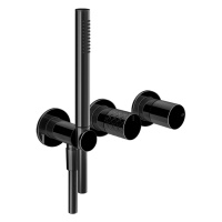 GESSI HABITO INTRECCIO смеситель настенный встраиваемый, однорычажный, с переключателем на 2 положения, с ручн душ,настенным держ, цвет Black Metal PV