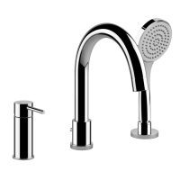 Gessi Emporio Via tortona смеситель для ванны на 3 отверстия с переключателем, изливом и шлангом 1,50м, цвет: Chrome - Gidratop.ru изображение