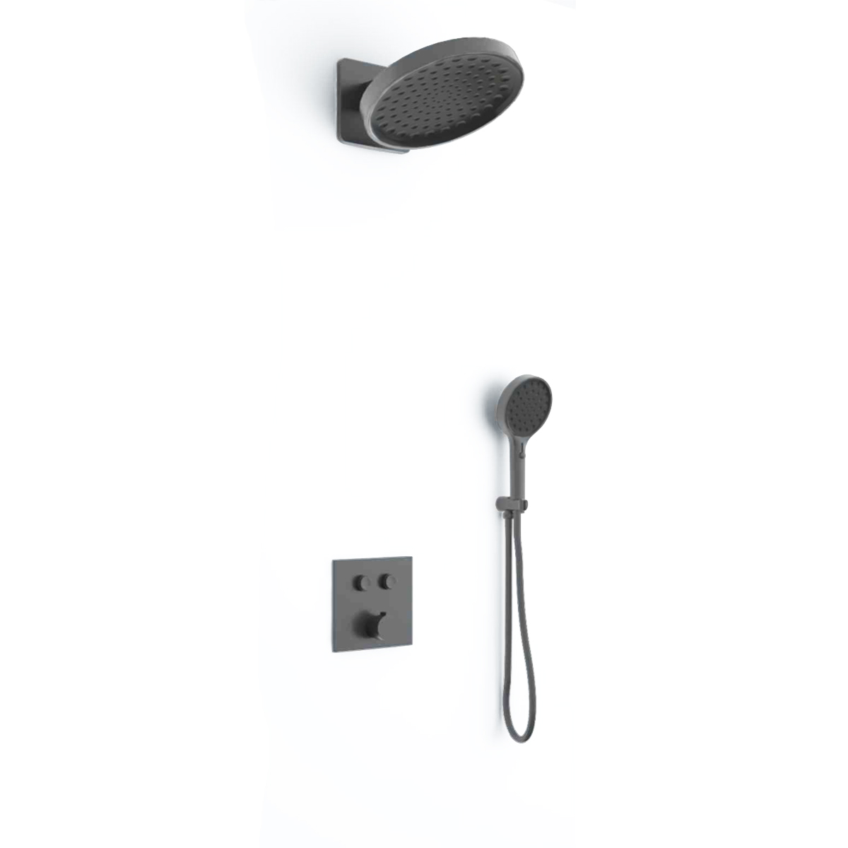 Душевой комплект Inspire VSFW-421I3GM встраиваемый, двухрежимный, вороненая сталь - Gidratop.ru изображение