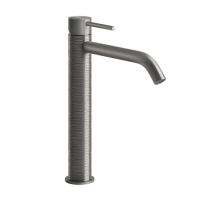 GESSI 316 смеситель для раковины на 1 отверстие, высокий, h=305мм, без донного клапана, излив 156мм, цвет: steel brushed - Gidratop.ru изображение