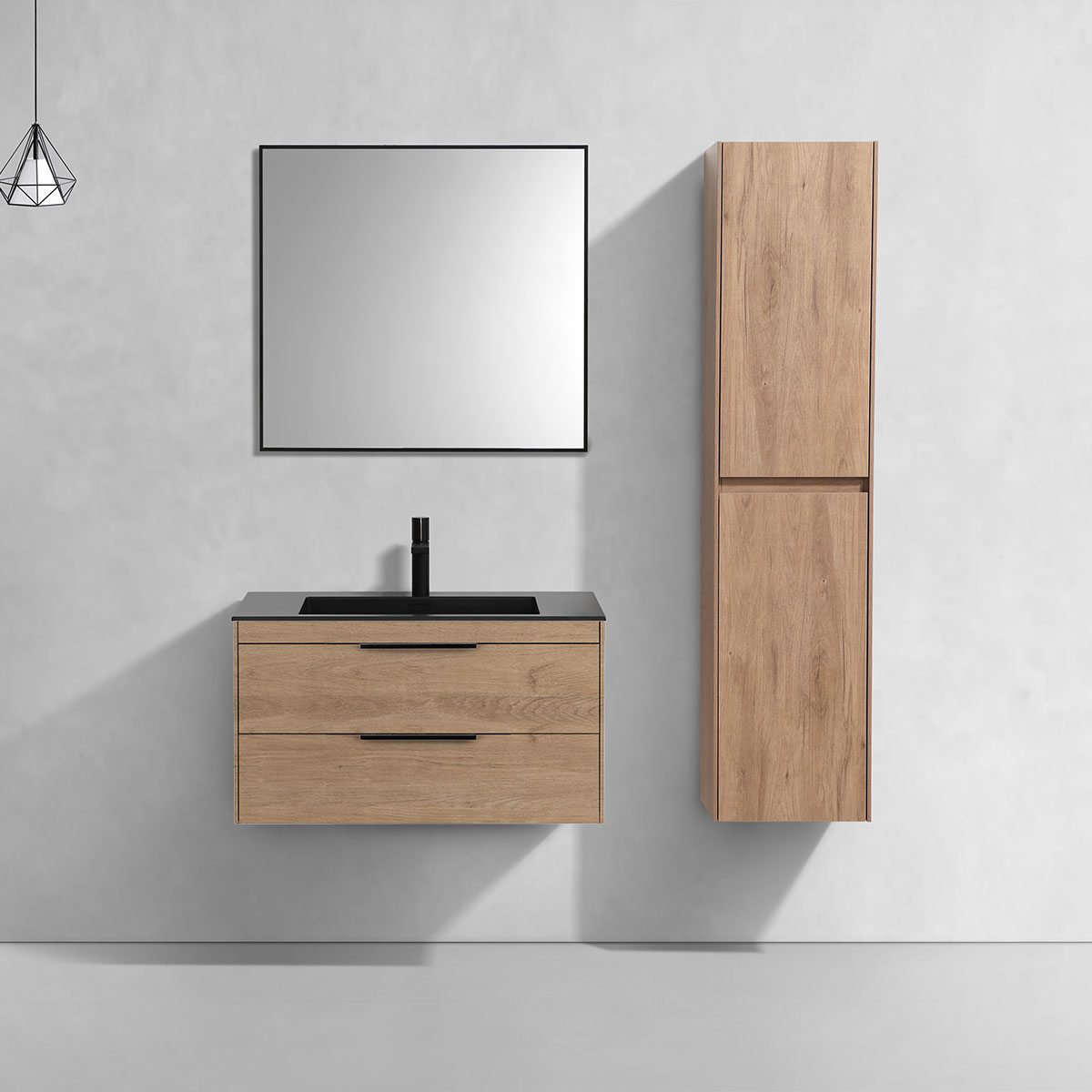 База под раковину Chiara 2D 800 подвесная, 2 выкатных ящика soft-close, N.Oak - Gidratop.ru изображение