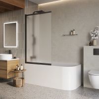 Душевая шторка на ванну BelBagno LUCE-VF-11-90/145-P-NERO - Gidratop.ru изображение