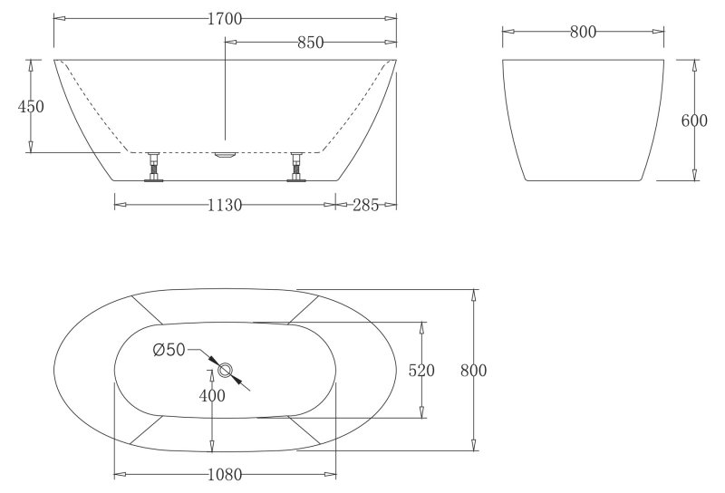 Акриловая ванна без перелива BELBAGNO BB77-1700-W0 - Gidratop.ru изображение