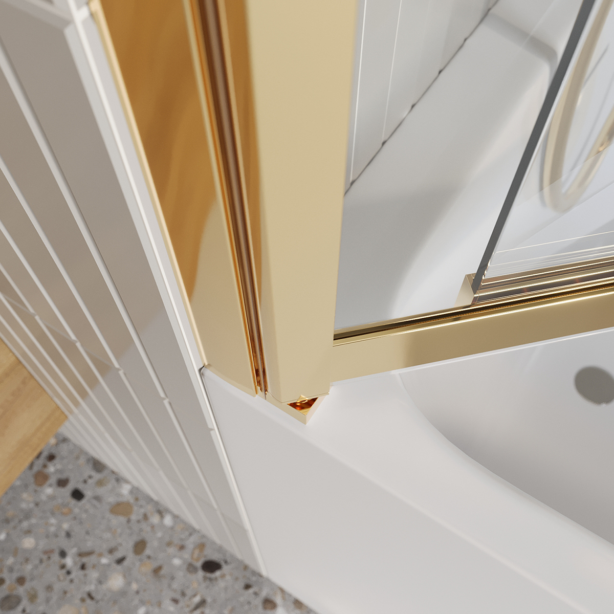 Душевая шторка на ванну BelBagno LUCE-VF-11-90/145-C-ORO - Gidratop.ru изображение