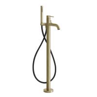 GESSI 316 напольный смеситель для ванны с душевой лейкой (внешние части), цвет: Brushed Brass PVD - Gidratop.ru изображение