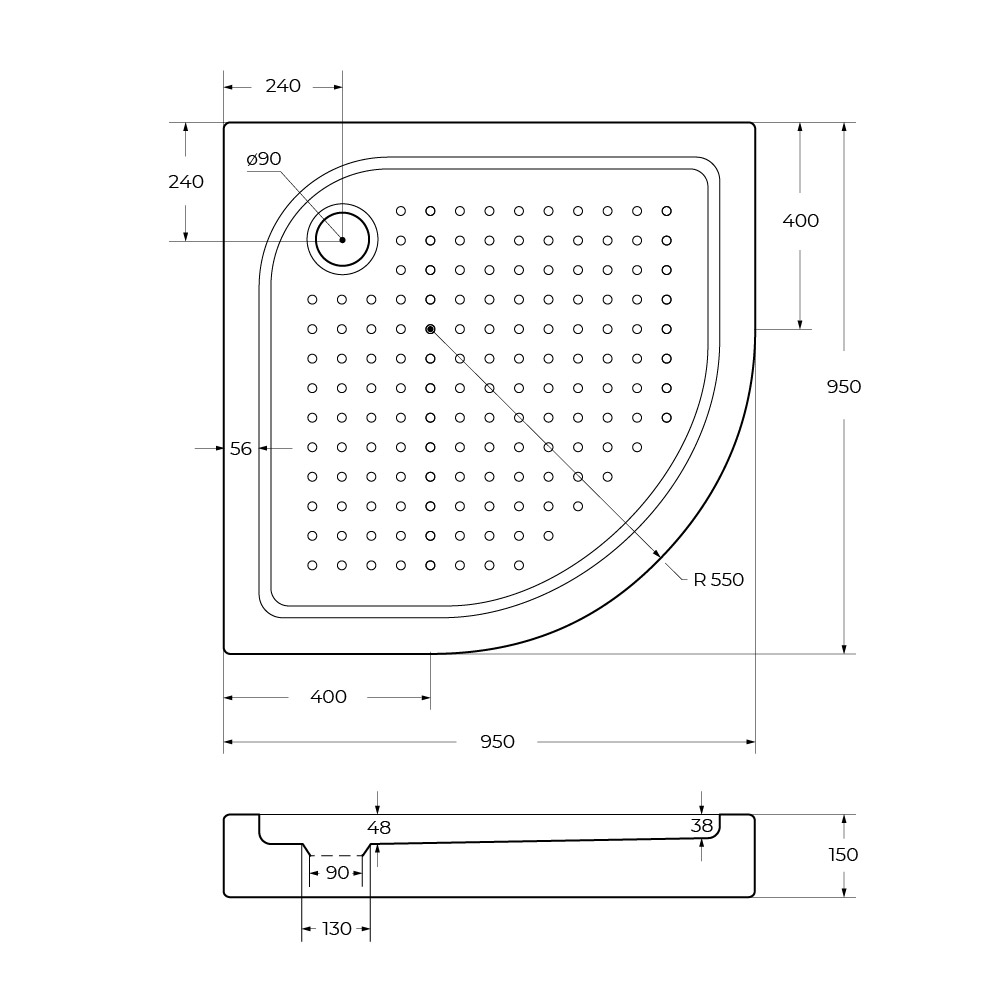 Акриловый поддон BelBagno TRAY-BB-R-95-550-15-W - Gidratop.ru изображение