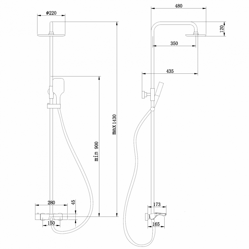 Душевая стойка ABBER Thermostat AF8516SPL с термостатом и изливом, сатин - Gidratop.ru изображение