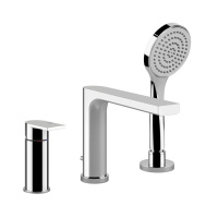 Gessi Emporio Via manzoni смеситель для ванны на 3 отверстия с переключателем, изливом и шлангом 1,50м, цвет: Chrome - Gidratop.ru изображение