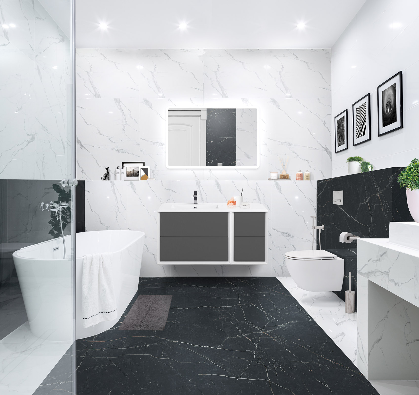 BELLAGIO Шкафчик подвесной совместимый с тумбой c двумя ящиками 55302 Grigio nuvola 35x46x48 - Gidratop.ru изображение