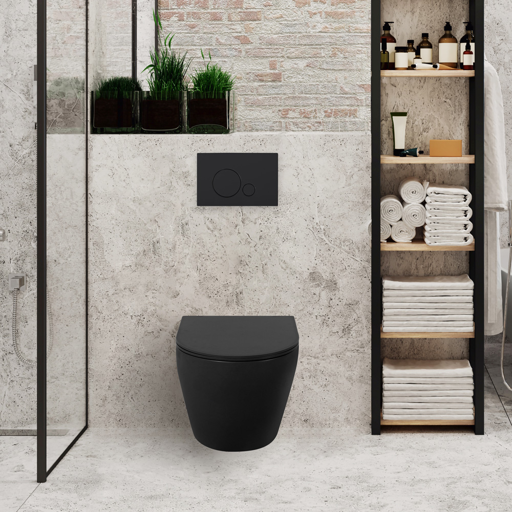 Унитаз подвесной безободковый BelBagno COLORATO, черный BB062CHR-MB/BB062SC-MB - Gidratop.ru изображение