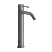 GESSI 316 смеситель для раковины на 1 отверстие, высокий h=305мм,  с донным клапаном, излив 123мм, цвет: steel brushed - Gidratop.ru изображение
